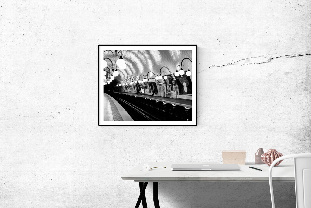Paris Metro Cité in Black and White Print