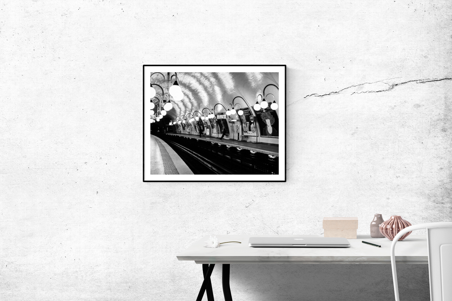 Paris Metro Cité in Black and White Print