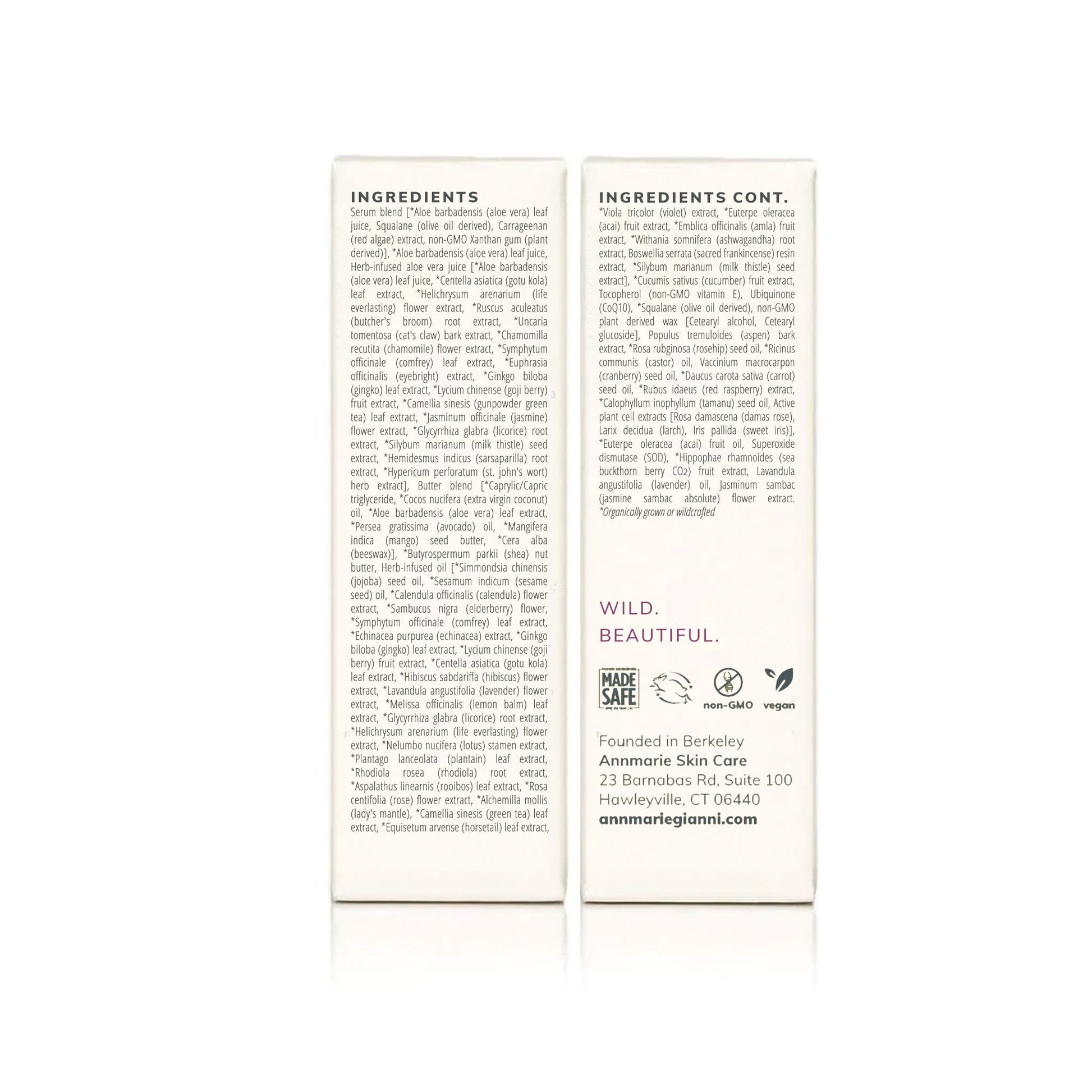 Two product labels with text and branding on a white background
