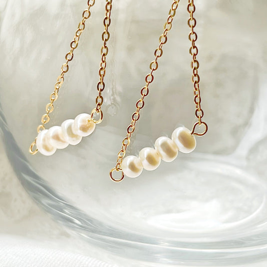 Pearl Triangle Drop Earrings - The Peony Haus