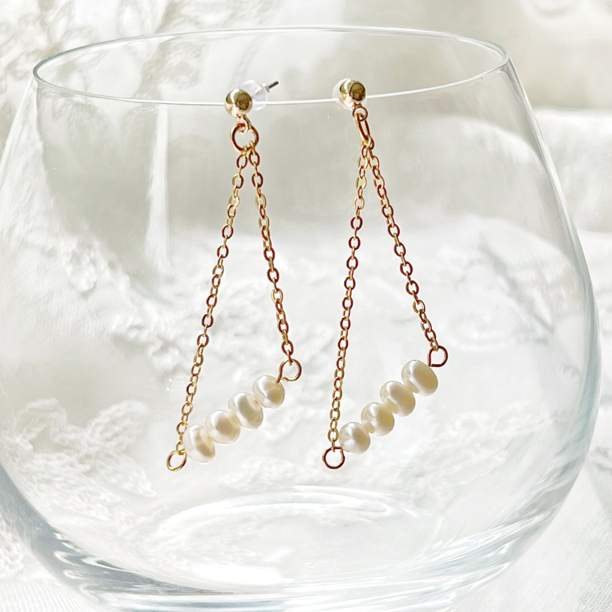 Pearl Triangle Drop Earrings - The Peony Haus