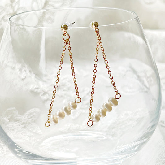 Pearl Triangle Drop Earrings - The Peony Haus