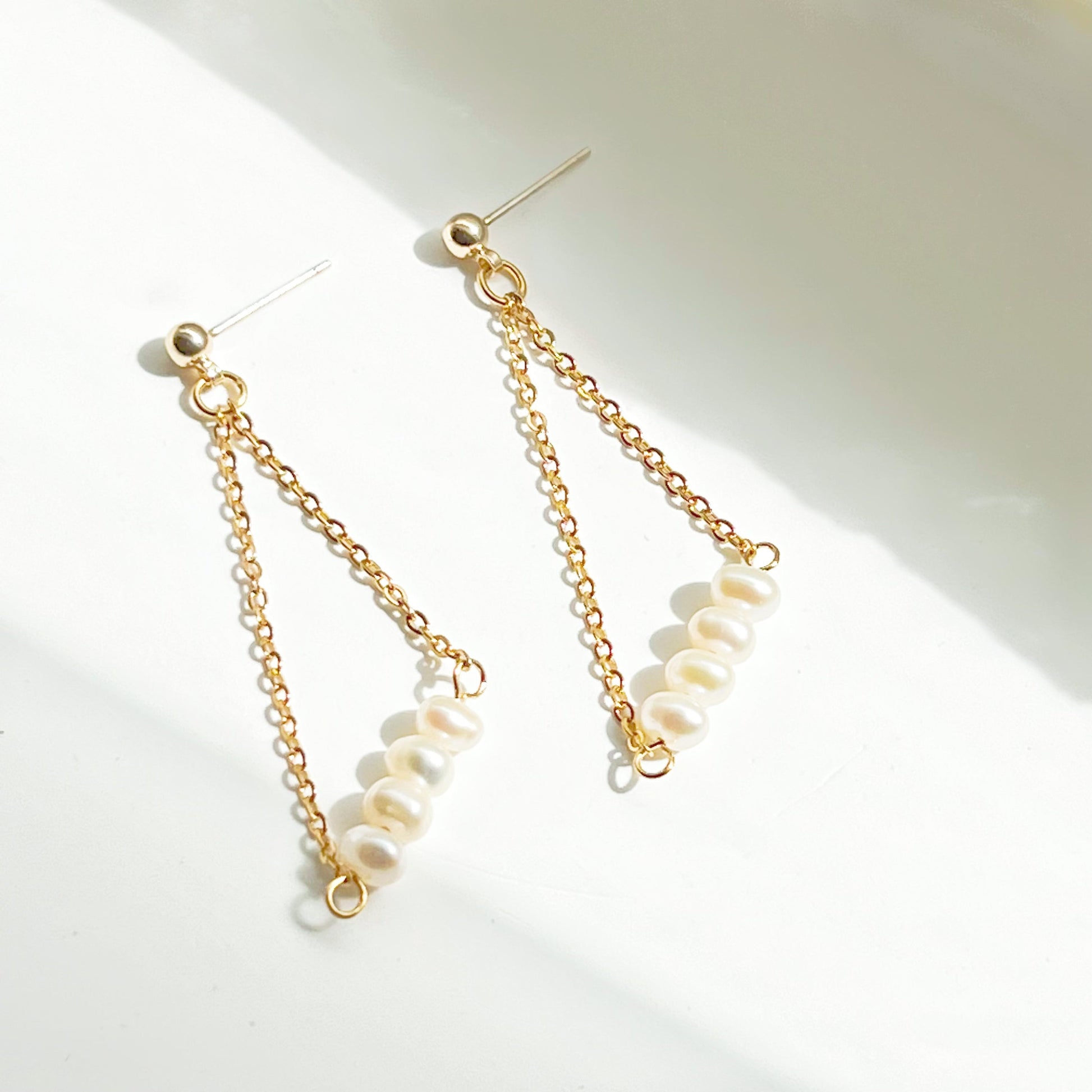 Pearl Triangle Drop Earrings - The Peony Haus