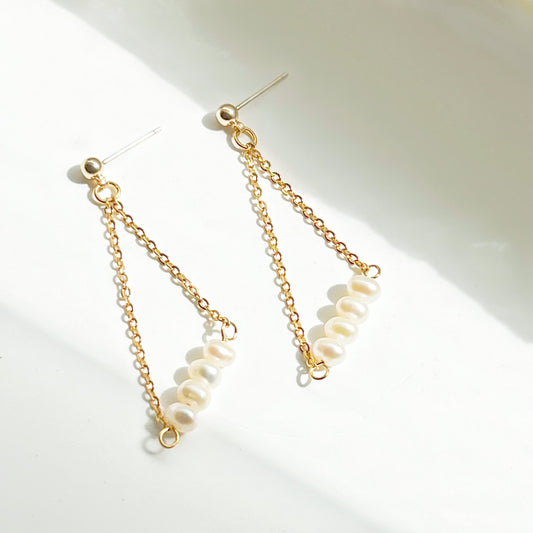 Pearl Triangle Drop Earrings - The Peony Haus