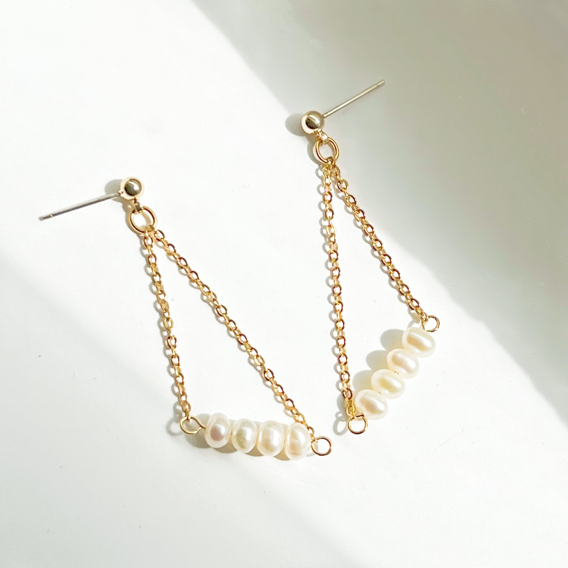 Pearl Triangle Drop Earrings - The Peony Haus