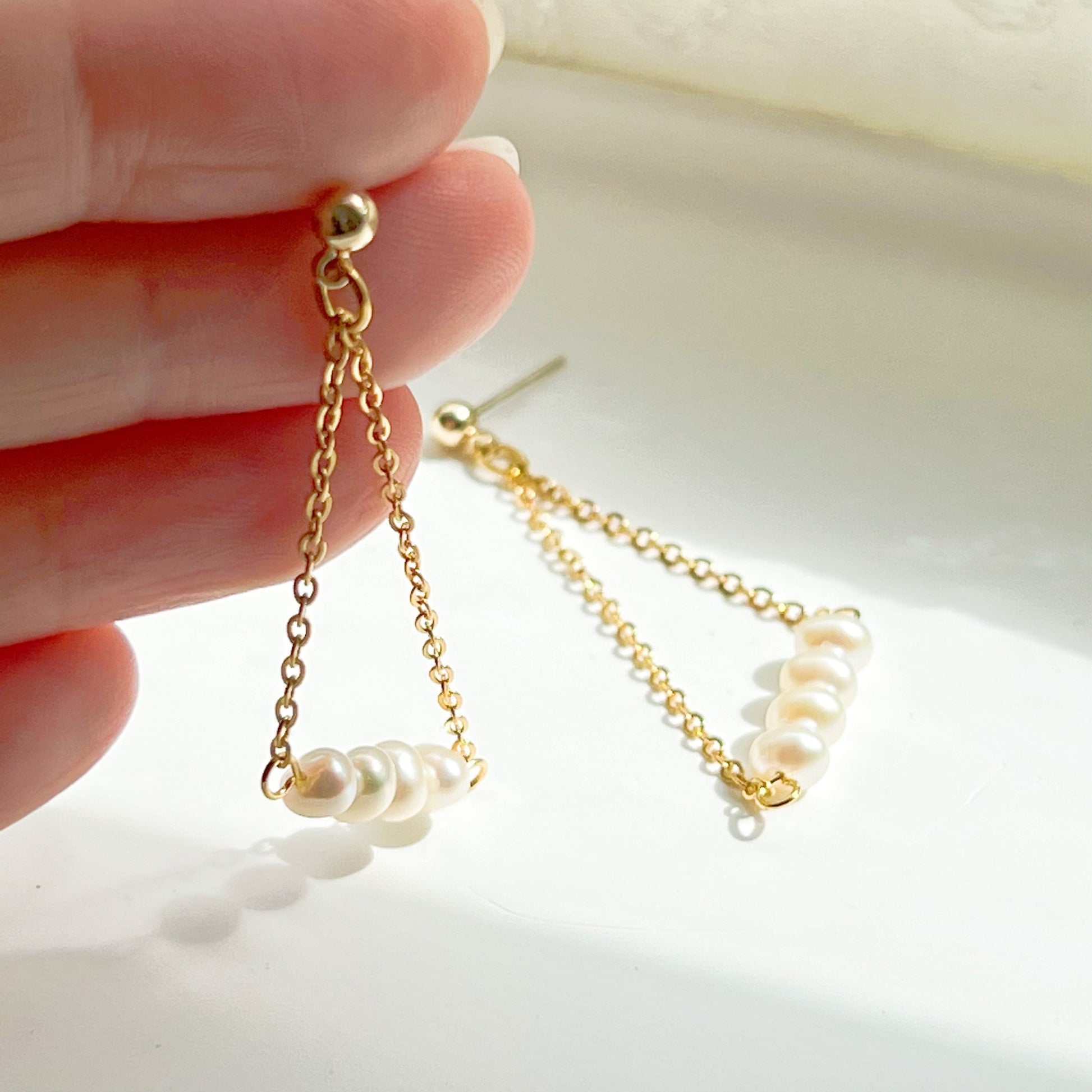 Pearl Triangle Drop Earrings - The Peony Haus