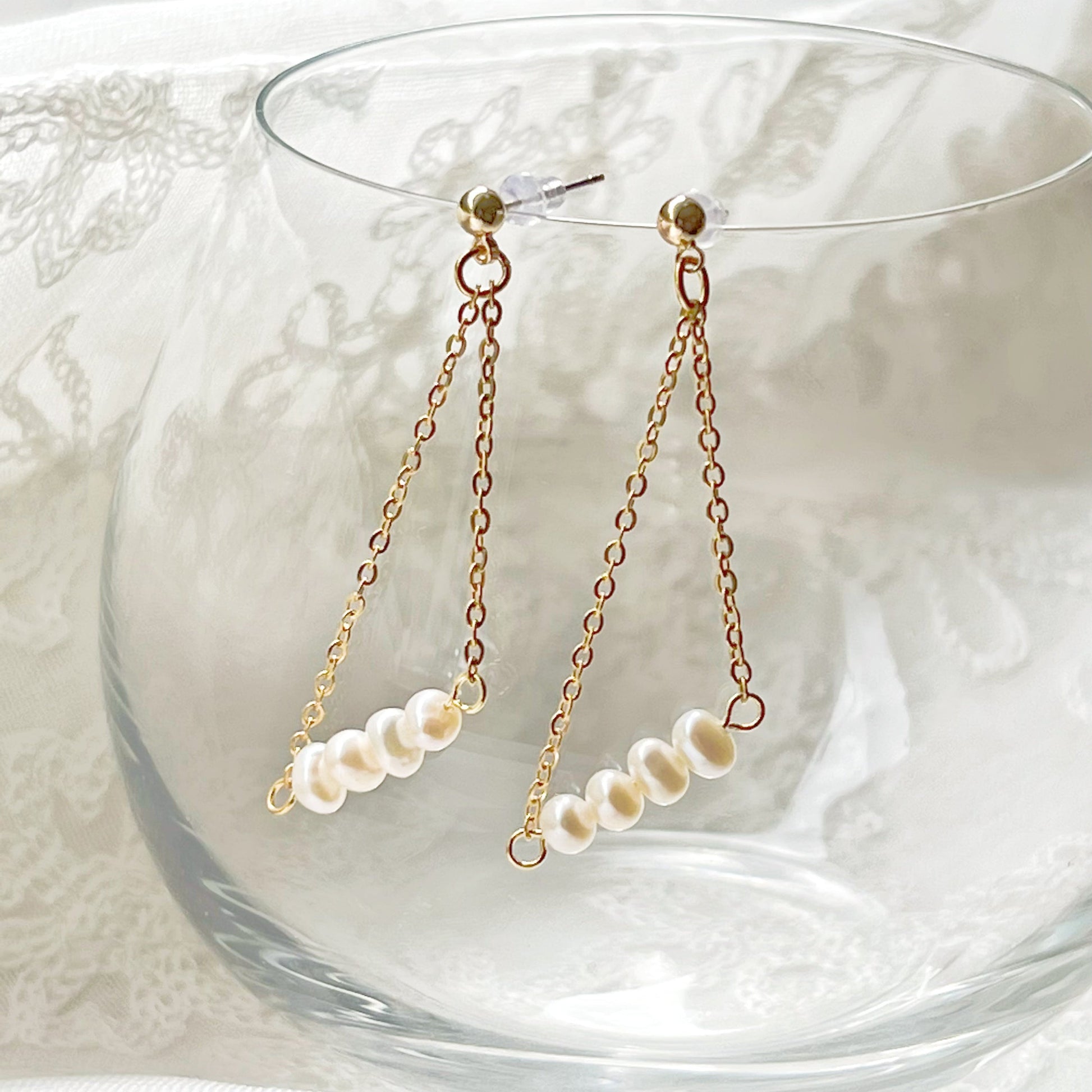 Pearl Triangle Drop Earrings - The Peony Haus