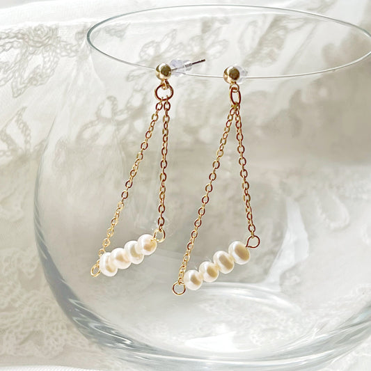Pearl Triangle Drop Earrings - The Peony Haus