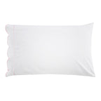 Scallop Frame Embroidered Cotton Percale Sheet Set