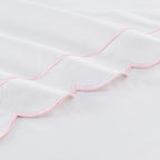 Scallop Frame Embroidered Cotton Percale Sheet Set