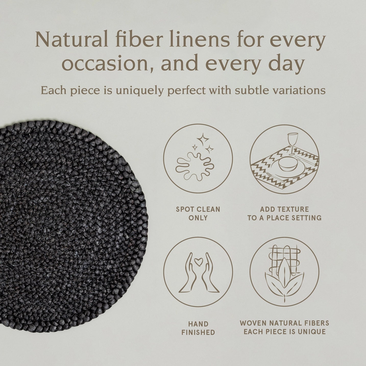 Over&back Natural Round Woven Placemats