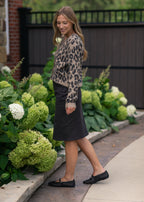 Remi Onyx Black Denim Midi Skirt