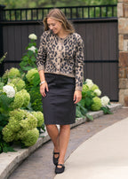 Remi Onyx Black Denim Midi Skirt