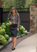 Remi Onyx Black Denim Midi Skirt