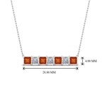 Princess Cut Horizontal Bar Pendant