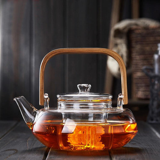 Bamboo & Borisil Glass Tea Kettle with Infuser - The Peony Haus