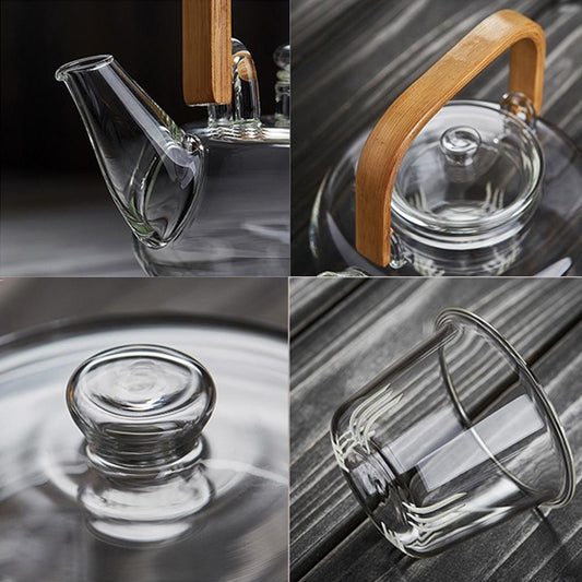 Bamboo & Borisil Glass Tea Kettle with Infuser - The Peony Haus