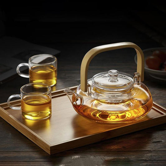 Bamboo & Borisil Glass Tea Kettle with Infuser - The Peony Haus