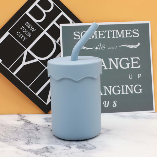 Baby Food Grade Silicone Straw Water Cup Training Leakproof Drop Resis