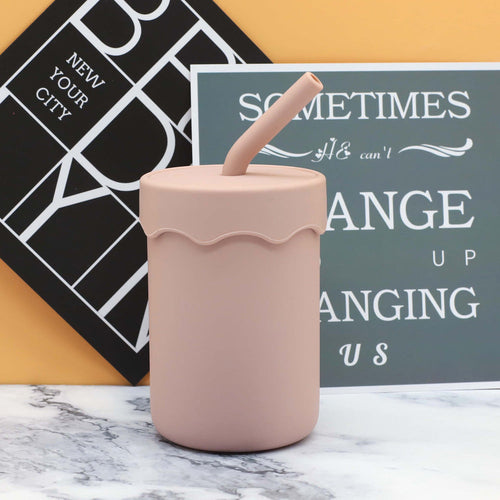 Baby Food Grade Silicone Straw Water Cup Training Leakproof Drop Resis