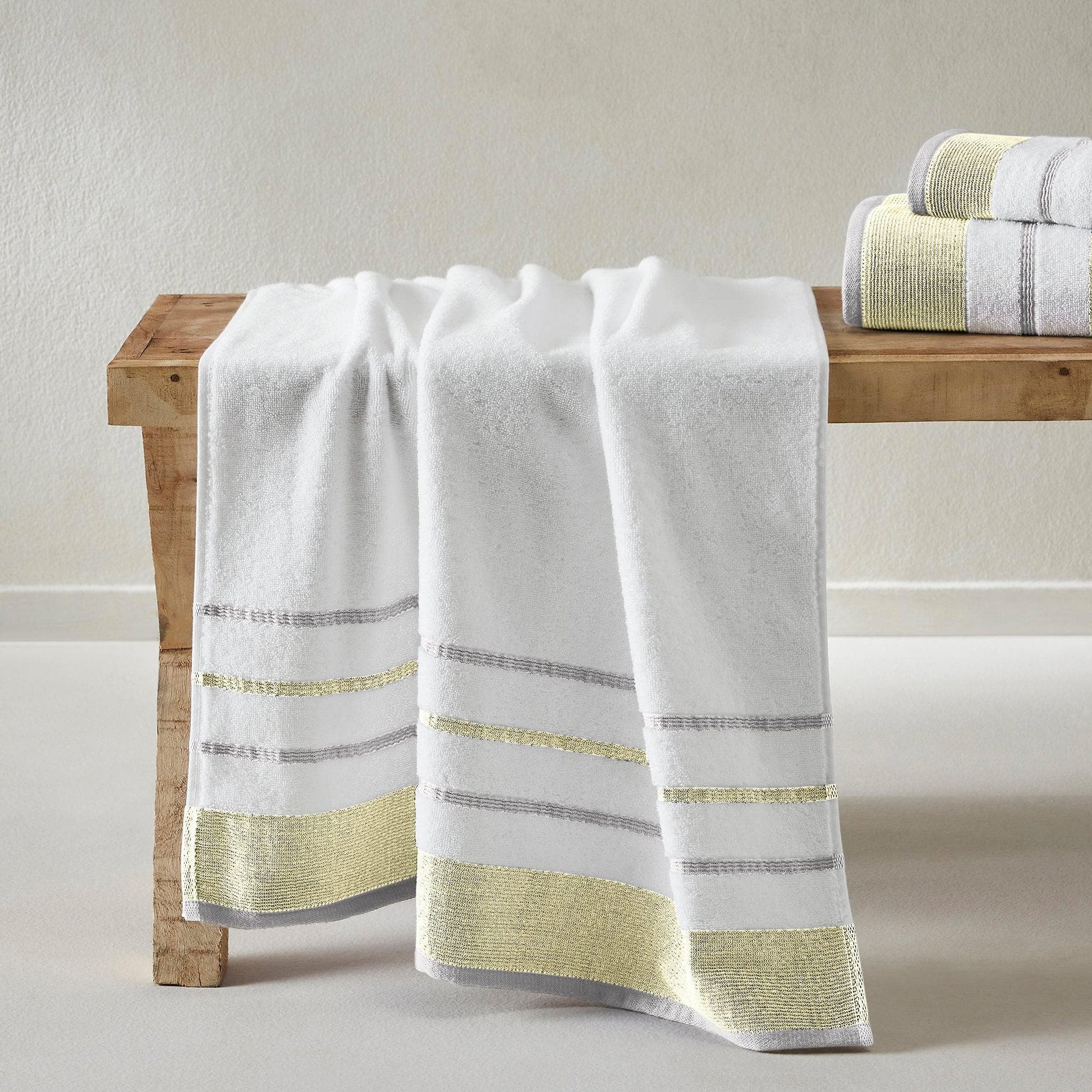 Decorative Cotton Stripe Bath Towel Set - Noelle Collection