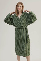 Retro Hooded Stripe Bathrobe, 100% ORGANIC Long-stapled Cotton - The Peony Haus