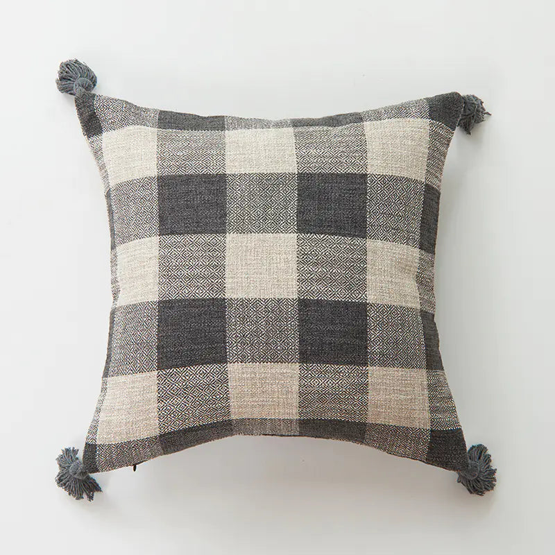 Thick Cotton Linen Striped Fringe Pillow Covers (In Stock)