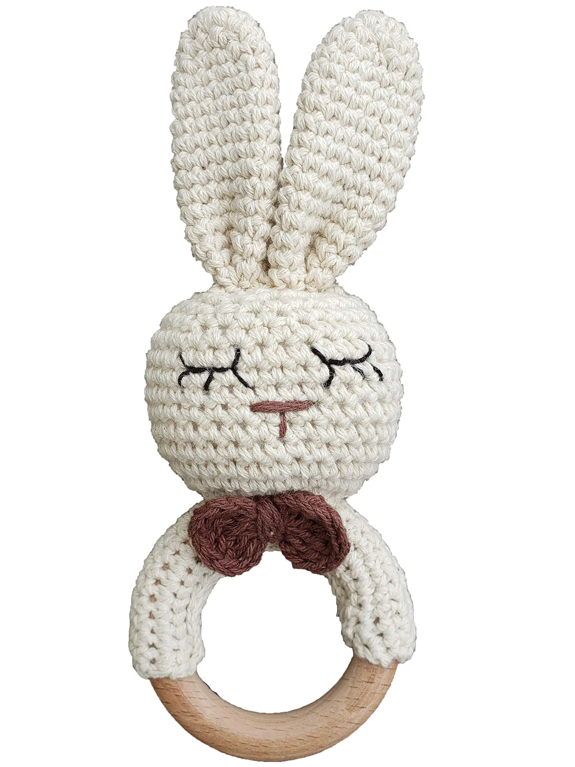 Natural Crochet Teether Toy Rattle - Handmade, Organic
