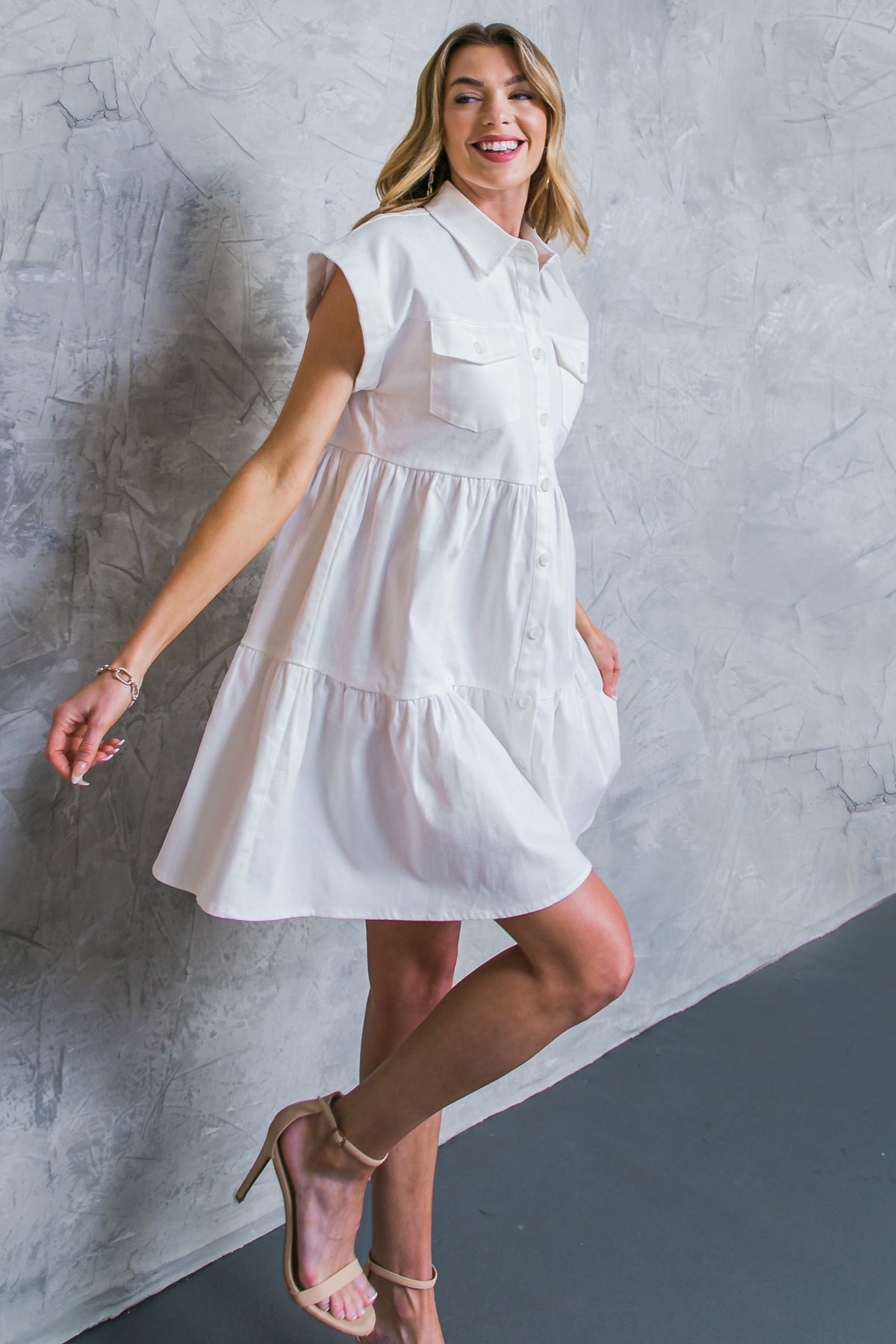 LIVE IN THE MOMENT DENIM MINI DRESS - 97% Cotton