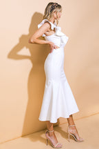 CATCH THE BOUQUET TWILL MIDI DRESS - 97% Cotton