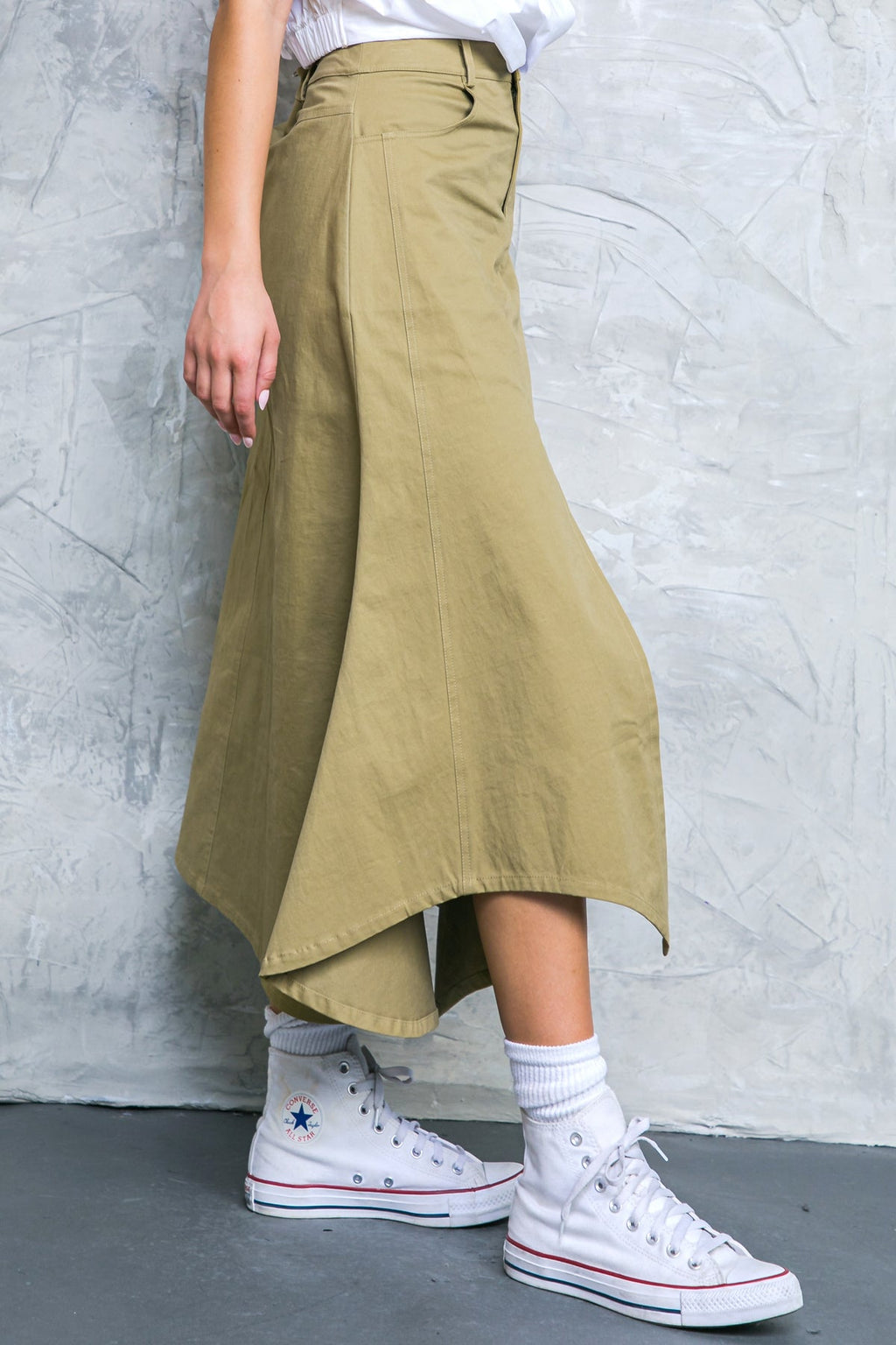 COMPLETE CRUSH TWILL MIDI SKIRT - 97% Cotton