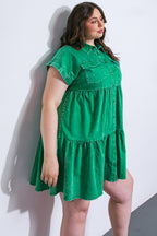 NO DULL MOMENTS DENIM MINI DRESS - 97% Cotton