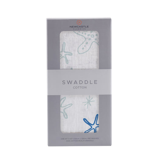 Starfish Cotton Muslin Swaddle - The Peony Haus