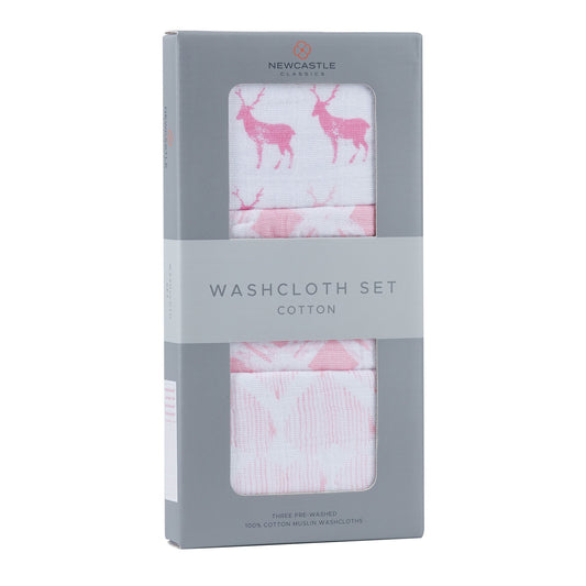 Pop of Pink Cotton Washcloth Set 3PK - The Peony Haus
