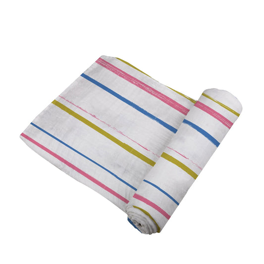 Watercolor Stripe Cotton Muslin Swaddle - The Peony Haus