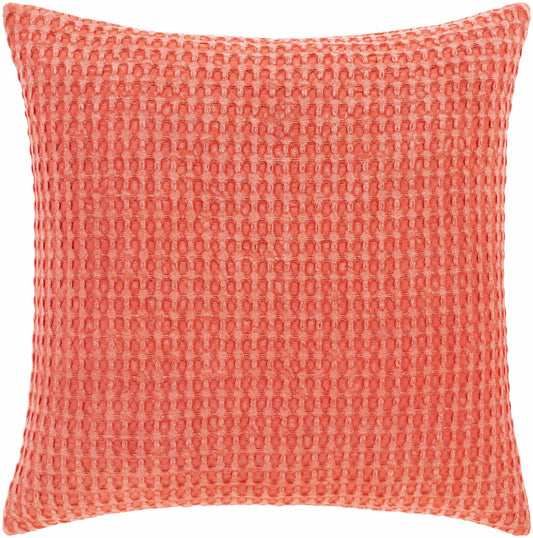 Solvang Textured Coral Cotton Square Throw Pillow - The Peony Haus