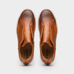 65-225-CGN SPETTACOLARE Italian Pebble Grain Calfskin Sneakers Cognac