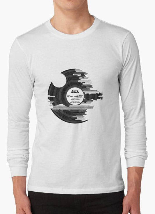 Star Wars - Death Star Vinyl WHITE FULL SLEEVES T-Shirt - The Peony Haus