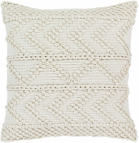 Sumiton White Textured Crochet Cotton Throw Pillow - The Peony Haus
