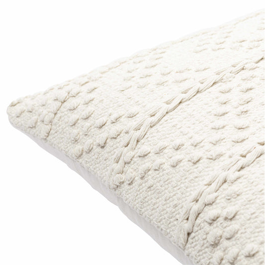 Sumiton White Textured Crochet Cotton Throw Pillow - The Peony Haus