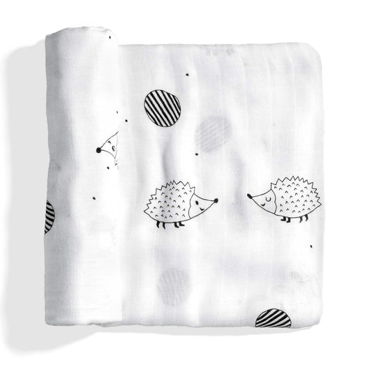 Hedgehog and mushrooms bamboo swaddle