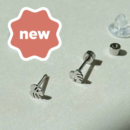 Flat Back- Teeniest Tiniest Monstera Deliciosa Earring Studs