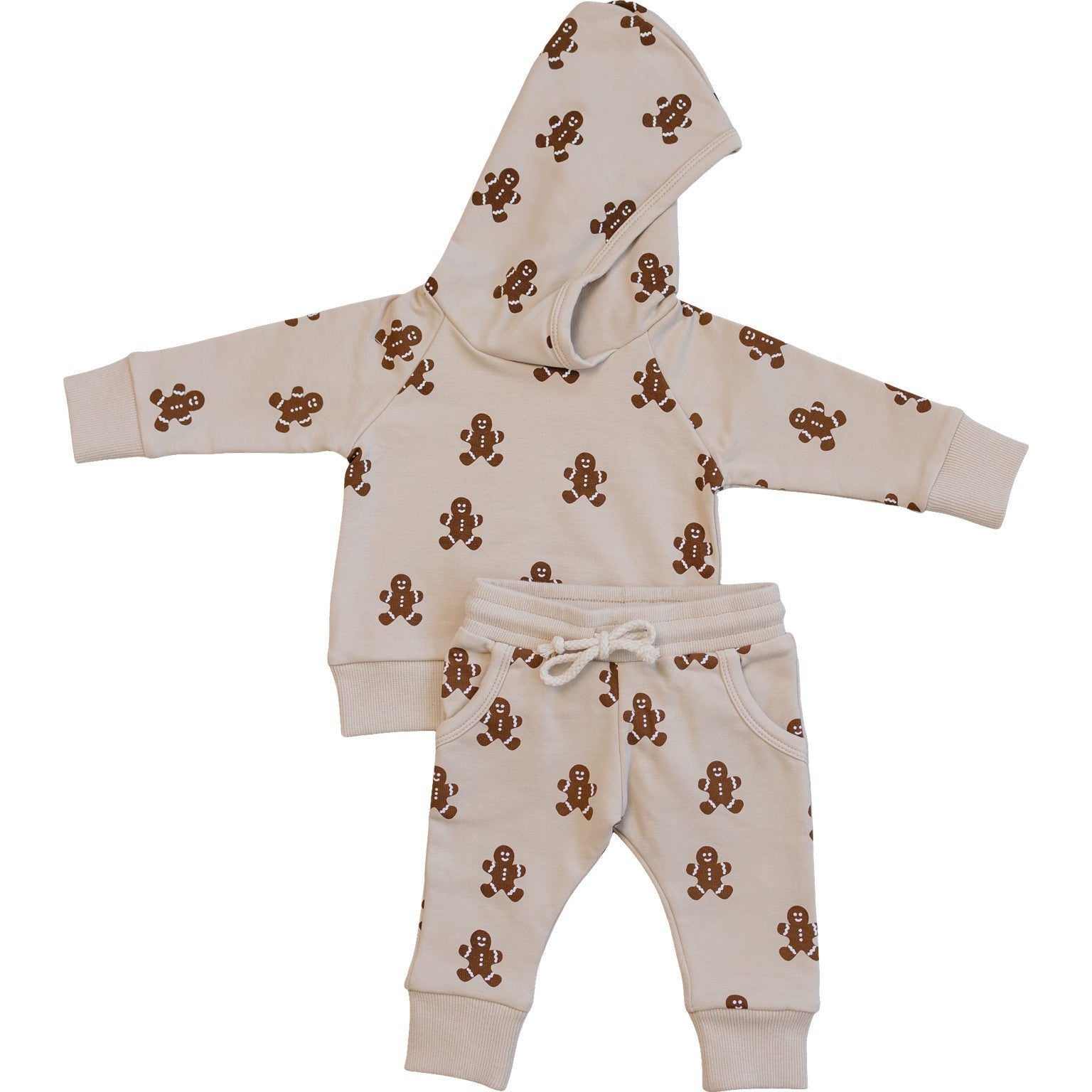 Gingerbread Hooded French Terry Set - 95% Cotton