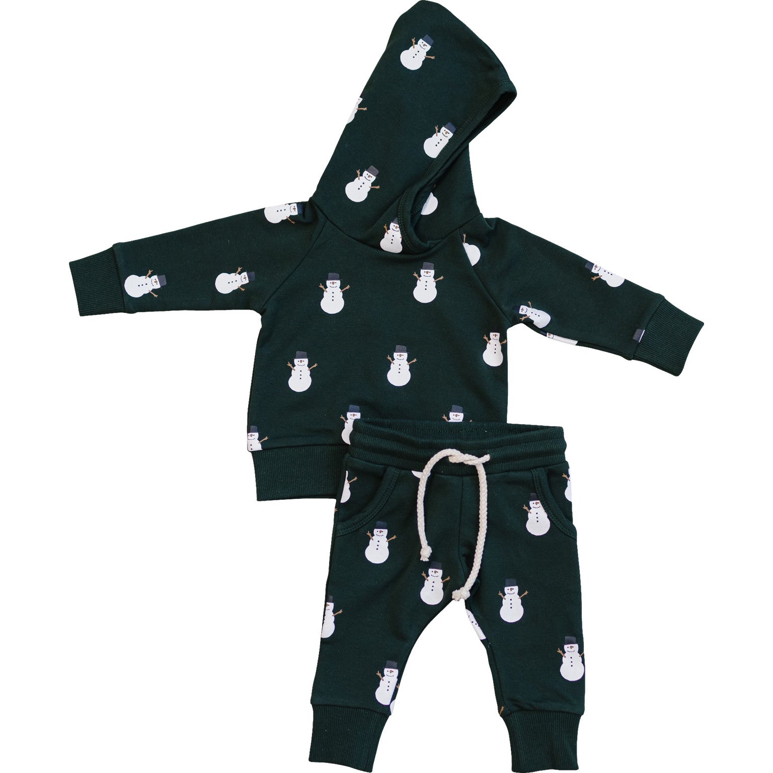 Snowman Hooded French Terry Set - 95% Cotton