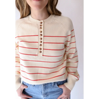 The Ellen Henley Sweater in Red