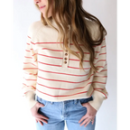 The Ellen Henley Sweater in Red