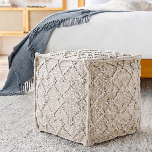 Toronto Hand Woven Wool Pouf - The Peony Haus
