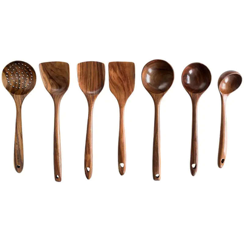 Acacia Wood Cutlery Set: Spatula and Spoon