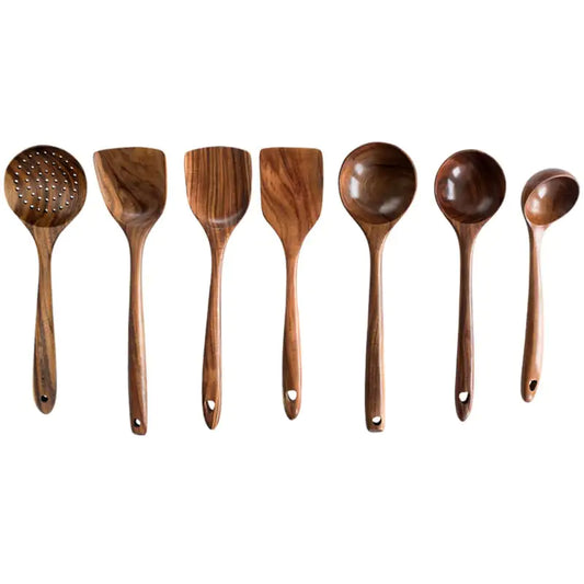 Acacia Wood Cutlery Set: Spatula and Spoon - The Peony Haus