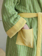 Ultra Soft Dopamine Stripe Bathrobe - 100% Organic Long-stapled Cotton - The Peony Haus